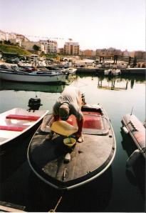 1999 - meine Bertinetti Cigalla Bj. 1967, die "Joyride" in der Marina von Vieste